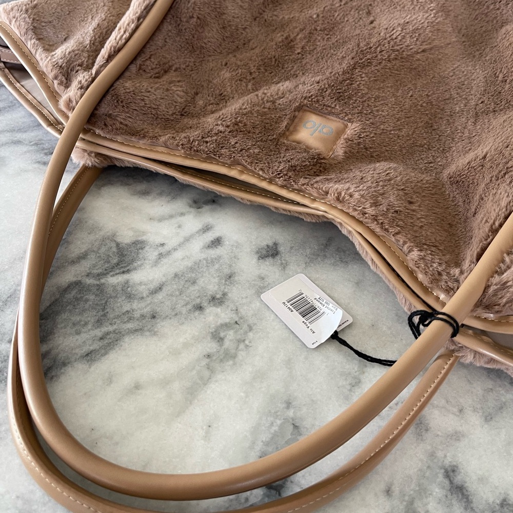 ALO Yoga Toasted Almond Faux Fur Tote Bag - Picture 4 of 9